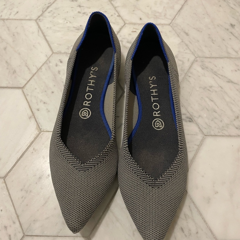 Rothy's Grey Point Toe Flat